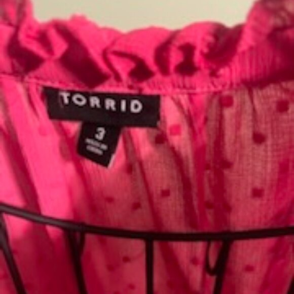 Torrid sheer long sleeved blouse (Hot Pink) - Picture 3 of 3